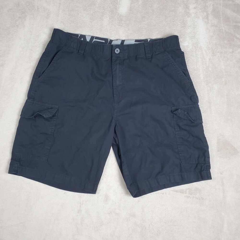 Denali Cargo Shorts Mens 38 Black Cotton Canvas Elastic Waist Summer Casual
